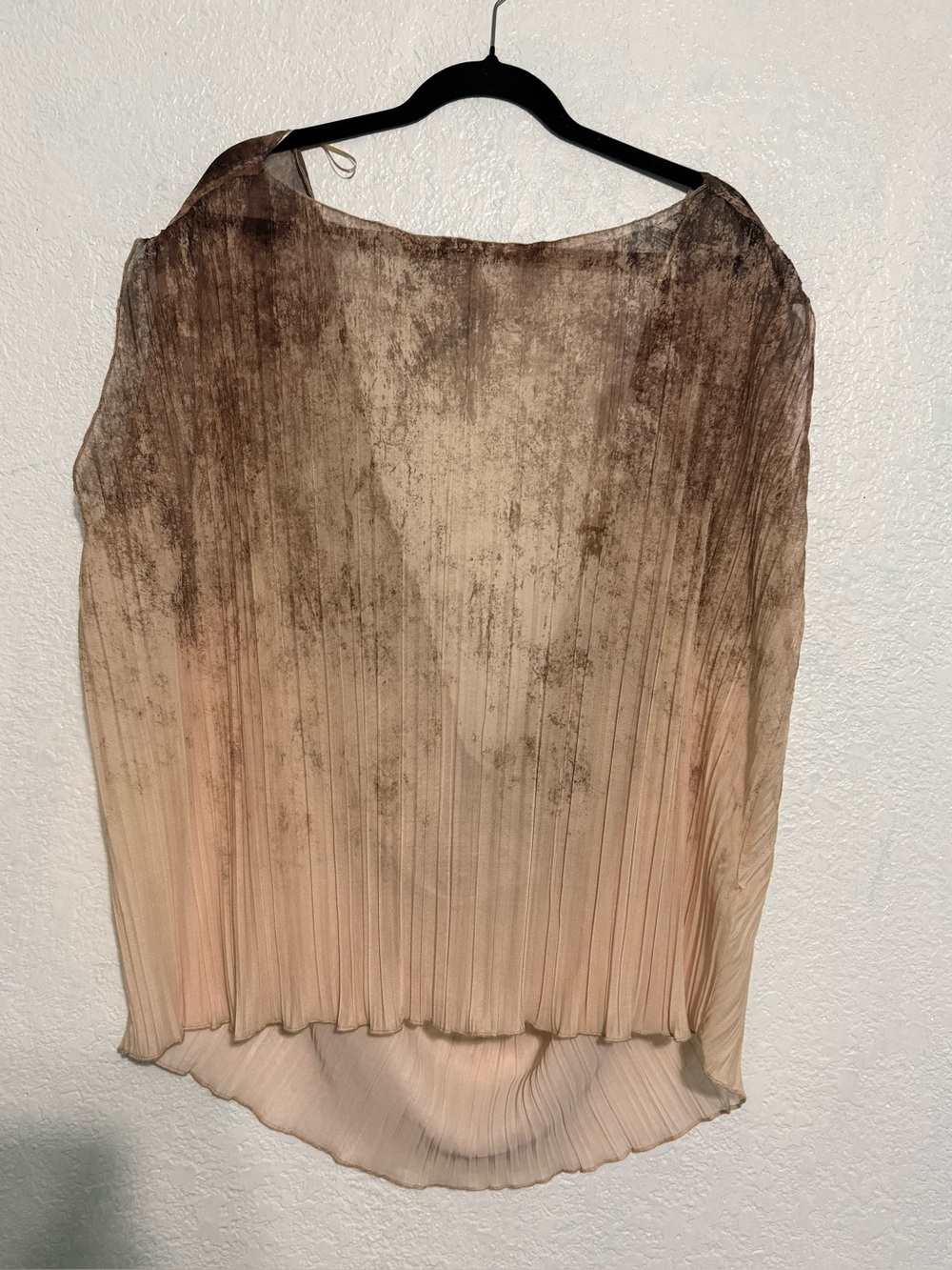 ZARA NWT Ombre Pleated Drape Back Sleeveless Blouse Beige Brown Size M - Picture 2 of 6